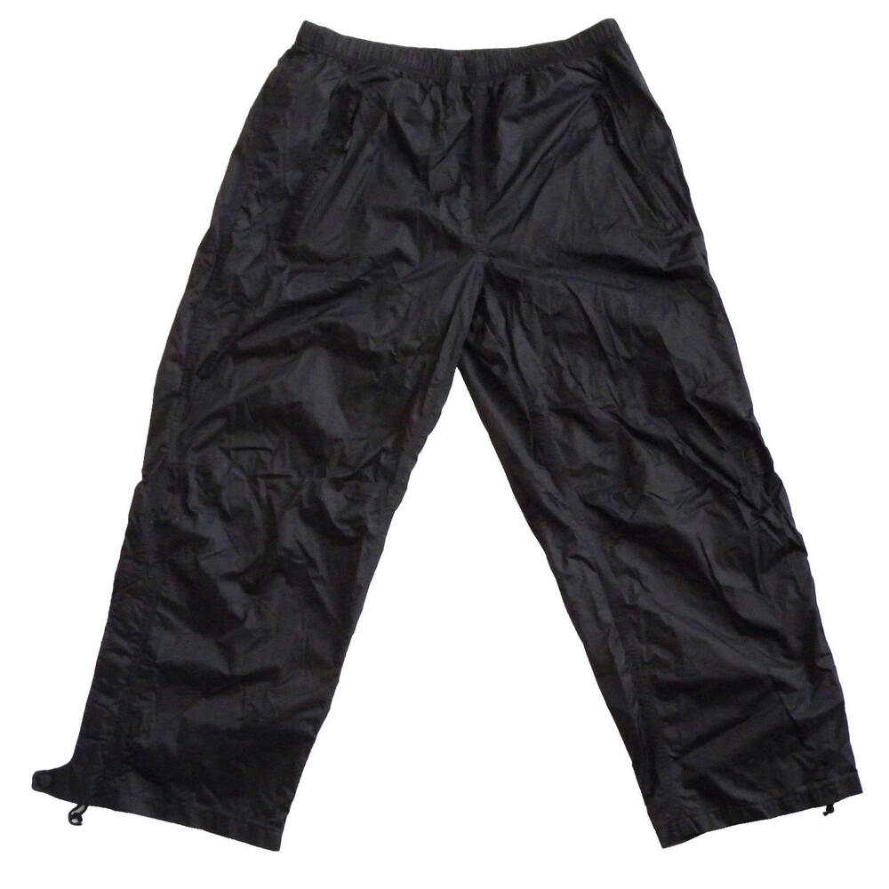 Gander Mountain Black Nylon Pants Mens 2XL Hiking Drawstring Ankle Snap 36x29
